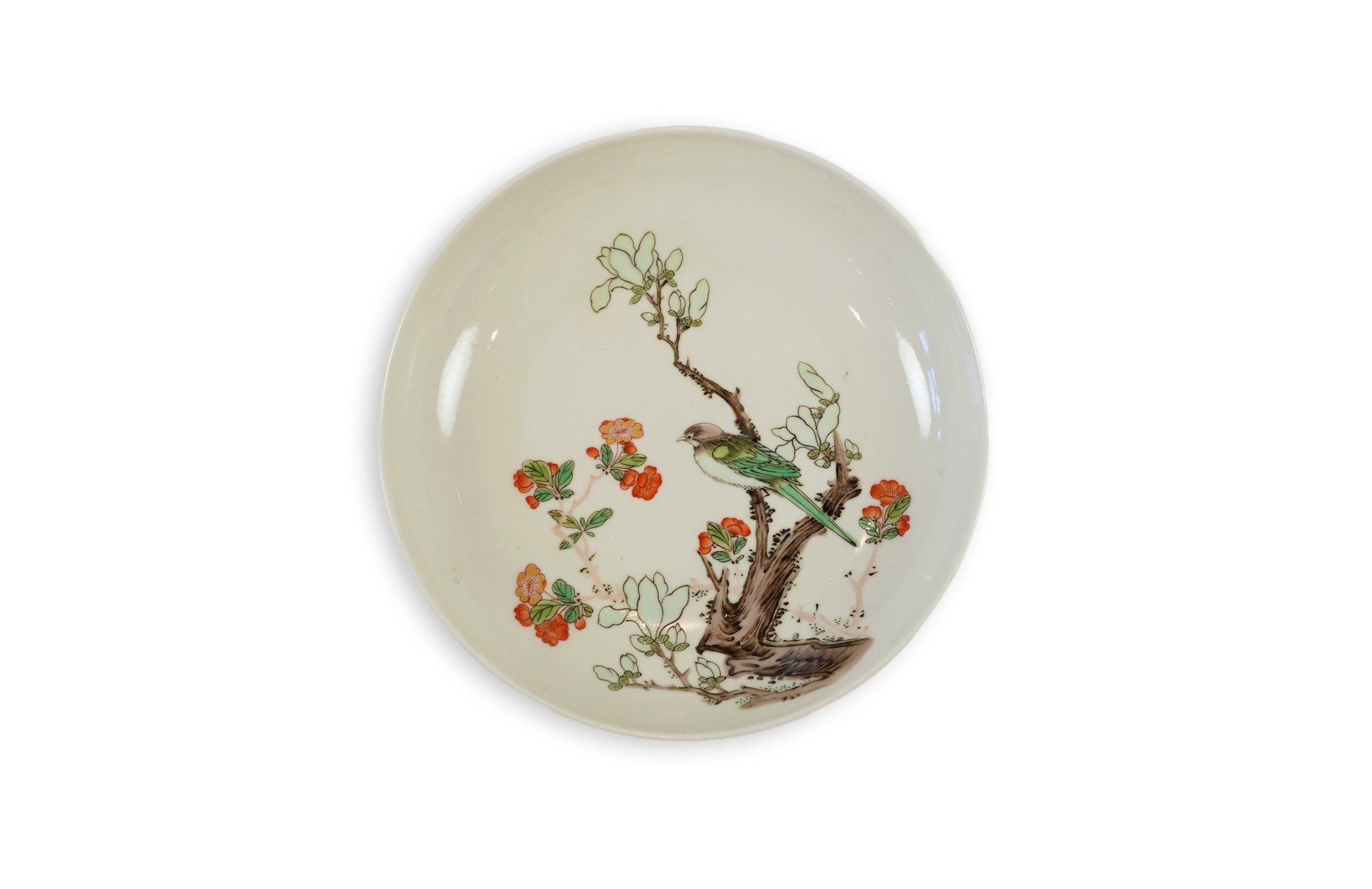 A Chinese famille verte saucer dish, Chenghua mark but later